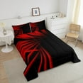 thumbnail image 4 of Erosebridal Abstract Ombre Bedding King Comforter Set, Retro Geometry Striped Down Comforter, Black Red, Reversible 3 Pieces, 4 of 7