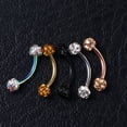 thumbnail image 4 of YISITIAN 16G Stainless Steel Body Piercing Jewelry, Rhinestone Curved Barbell Eyebrow Rings, Curved Eyebrow Rings Button Ring CJ919-6276, 4 of 5