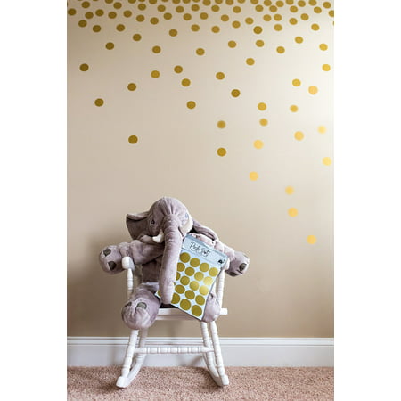 Posh Dots Metallic Gold Circle Wall Decal Stickers for Festive Baby Nursery Kids Room Trendy Cute Fun (200 Decals) Vinyl Removable Round Polka Dot Decor Safe for Wall Paint