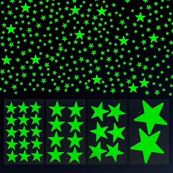 Zeokiar Glow in The Dark Star Stickers – 630 Pieces (4 Sizes) – Luminous Ceiling & Wall Decor for Kids’ Bedroom, Nursery, Party