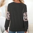 thumbnail image 4 of Blusa Manga Larga Cuello Redondo Jersey Estampado Casual Básico Top De Moda Para Mujer Gris Oscuro L, 4 of 6