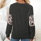 thumbnail image 4 of Blusa Manga Larga Cuello Redondo Jersey Estampado Casual Básico Top De Moda Para Mujer Gris Oscuro L, 4 of 6