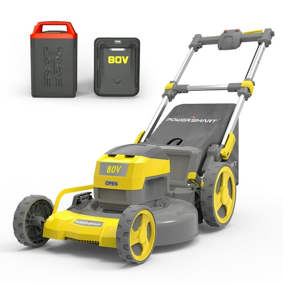 PowerSmart 21” 80V Battery Powered Push Walk-Behind Mower, 3-in-1 Cutting Capability