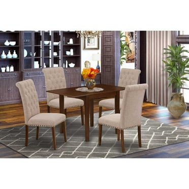East West Furniture Norden 5-piece Wood Dining Set in Mahogany/Light Fawn