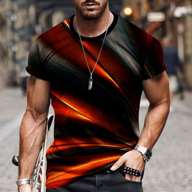 cllios Mens Short Sleeve Shirts 3D Optical Illusion Graphic Tee Big ...