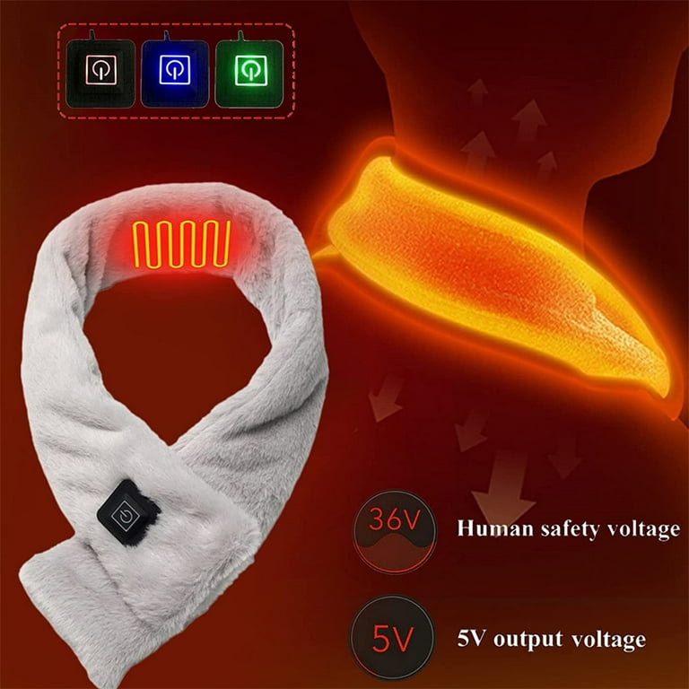 USB Heated Neck Warmer Scarf Electric Massage Heating Neckerchief Soft Neck  Wrap