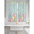 thumbnail image 2 of Easter Eggs Living Room Curtains 2 Panel, Spring Daisy Eucalyptus Leaves Teal Wooden Cafe Window Treatment, Extra Long Farmhouse Bedroom Bathroom Kitchen Curtains Drapes 104"x72", 2 of 6