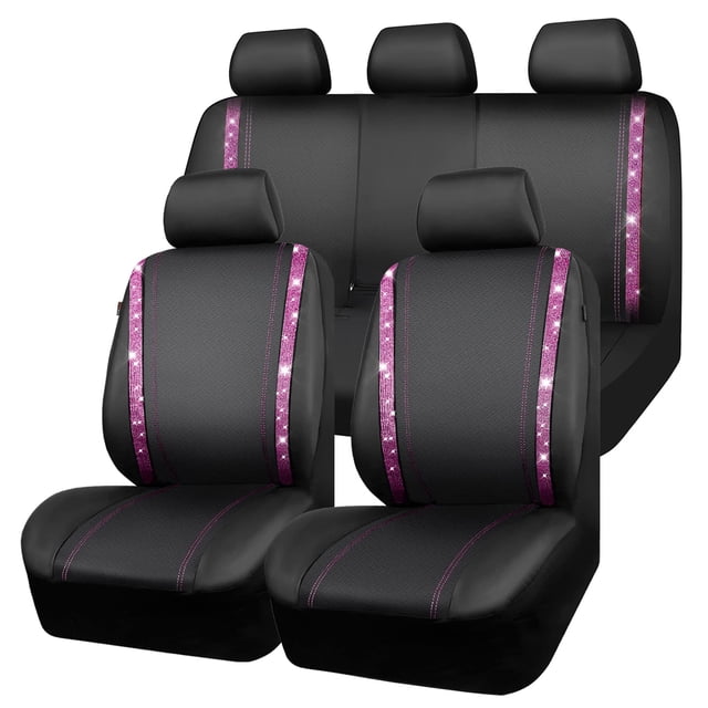 Juego completo de fundas para asientos de coche CAR PASS Bling de piel impermeable
