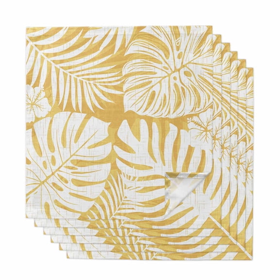 Cloth Napkins Set of 6 Yellow Palm Leaves Cocktail Napkins Jungle Leaf Monstera Plant Washable Reusable Soft Dinner Table Napkins for Dinner Party Banquet Hotel Holiday Everyday Use 20x20 Inch