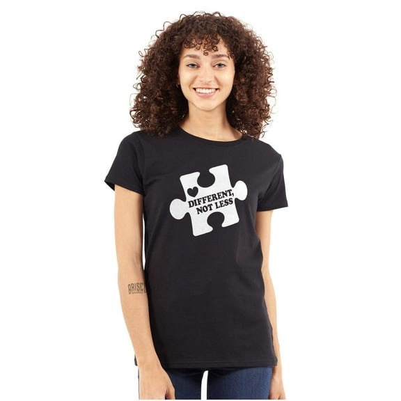 Different Not Less Autism Puzzle Womens Slim Fit Graphic Tee Brisco Brands S