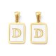 thumbnail image 1 of Ion Plating(IP) 304 Stainless Steel Pave Shell Pendants Rectangle Charm Real 18K Gold Plated Letter D 17.5x12x1.5mm Hole: 3x5mm, 1 of 3