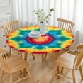 thumbnail image 3 of Colorful Tie Dye Mandala Pattern Round Fitted Tablecloth with Elastic Edge,Dining Table Cover Waterproof,Outdoor Round Tablecloth for Camping,Dining,Indoor and Outdoor, 3 of 7