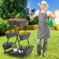 thumbnail image 4 of Gymax Jardinière de Jardin Verticale à 3 Niveaux avec Roues Verrouillables et Trous de Drainage pour Patio, 4 of 10