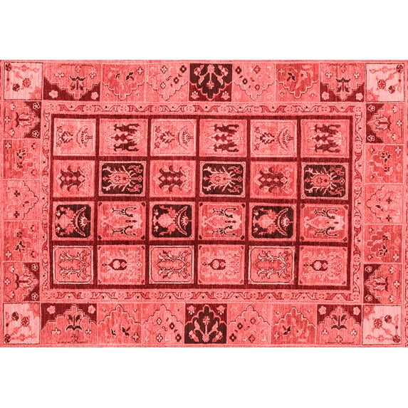 Ahgly Company Machine Washable Indoor Rectangle Abstract Red Modern Area Rugs, 2' x 4'