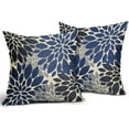 thumbnail image 2 of Navy Blue Black Pillow Covers 16x16 Set of 2 Modern Dahlia Floral Decorative Outdoor Pillowcases Geometric Art Flower Farmhouse Throw Cushion Case Decor for Couch Sofa Bed, 2 of 6
