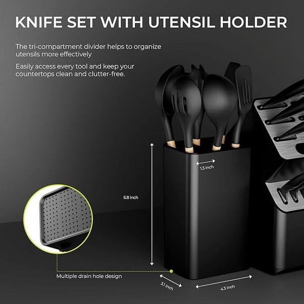 Knife Set, Syvio 21 Pieces Kitchen Knife Set with Block, High