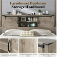 thumbnail image 4 of Merluxy 44" H farmhouse King Bed Frame with Storage Bookcase & Charging Station, Bedroom Furniture, Grey, 4 of 9