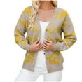 thumbnail image 1 of Cardigan pour Femmes Imprimé Léopard Automne Hiver Bouton devant Col en V Long, 1 of 4