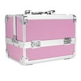 thumbnail image 3 of Estuche de tren de maquillaje Fernando Caja de cosméticos de belleza con divisor de espejo Rosa, 3 of 8