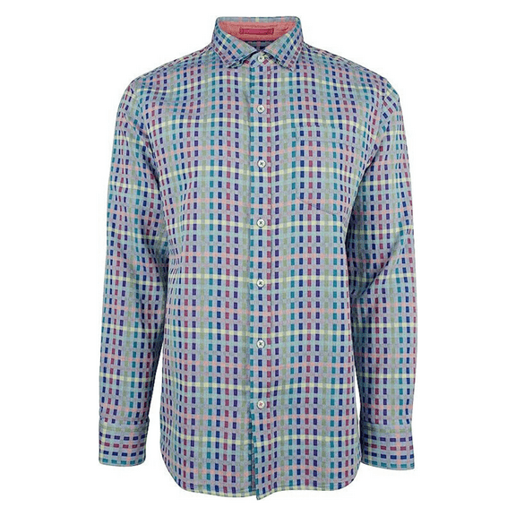 Tommy Bahama Men's Prism Break Long Sleeve Button Down Shirt, Dk Cobalt, M