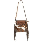 KB OHLAY KB640 Cross Body Hand Tooled Upcycled Canvas Hair-On Genuine Leather women bag western handbag purse