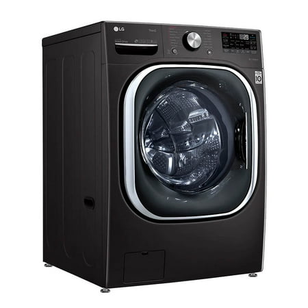 LG - 5.0 Cu. Ft. High-Efficiency Stackable Smart Front Load Washer with Steam and Built-In Intelligence - Black steel