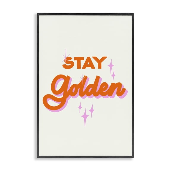 Stupell Industries Stay Golden Retro Letters Black Framed Giclee Art, design by Indira Prieto | IndySign