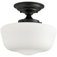 thumbnail image 2 of Regency Hill Modern Schoolhouse Farmhouse Ceiling Light Semi Flush Mount Fixture 12 1/4" Wide Black White Glass Shade for Bedroom Kitchen Living Room, 2 of 6