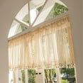 thumbnail image 7 of DizeyBoyo Boho Crochet Valance for Window Beige Kitchen Curtain Valances with Tassels Hallow Knitted Lace Sheer Short Farmhouse Cafe Curtains, 2 Panel, 7 of 7
