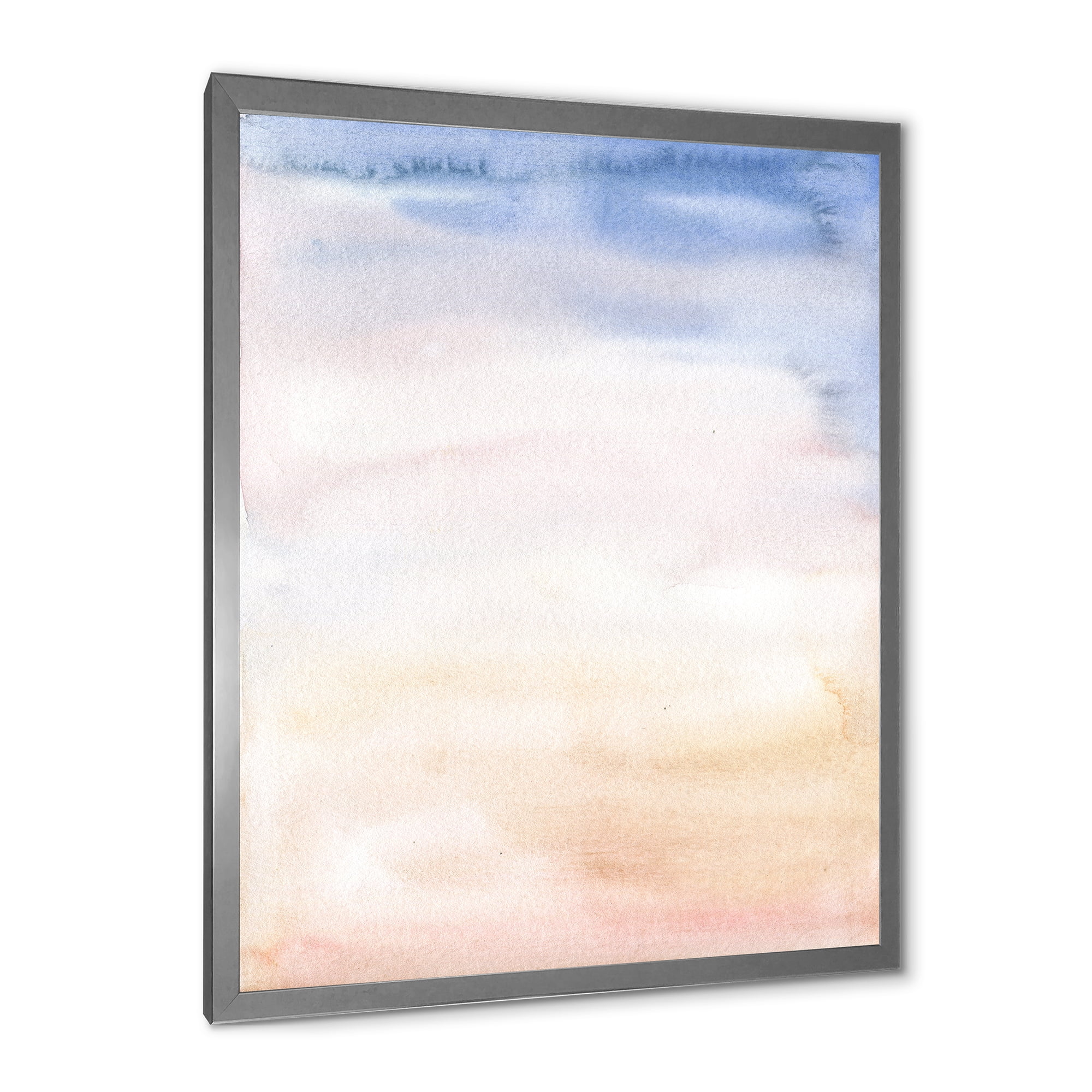 Designart 'Pastel Abstract With Pink Dark Blue and Beige Spots' Modern Framed Art Print