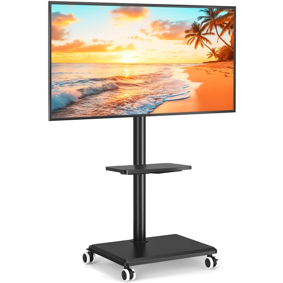 TAVR Furniture Rolling TV Cart Stand with Mount for 32-60 inch Screens, Corner Swivel TV Mount Stand with Rack Shelf