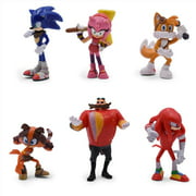 KE LIN 6PCS Sonic The Hedgehog Action Figures, Cake Toppers, 5-7 cm Game Cake Toppers Cute Toys Birthday Gift Decorations Set(Fourth Generation)