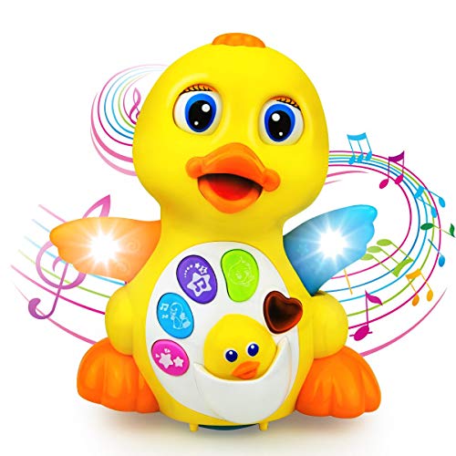 Liberty Imports Light Up Dancing Walking Yellow Duck Baby Toy with