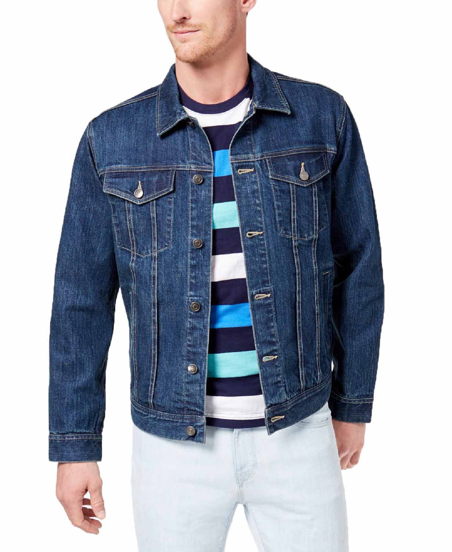Club Room Mens Stretch Denim Jacket (Indigo Combo,XXL)