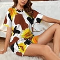 thumbnail image 4 of Honeii Sunflower Cow for Women's Summer Pajama Set featuring Soft Short Sleeve Shirt & Matching Bottoms with Convenient Pockets for Relaxed Home Wear-Large, 4 of 6
