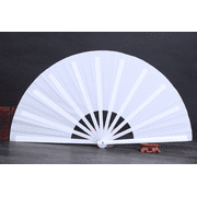 Large Folding Fans Hand Fans Festival Fans for Women Men, Chinese Hand Held Folding Fan for Music Festival, Performance, Gifts, Party, Decoration (Black,White) - White