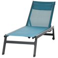 thumbnail image 1 of Chaise Longue d'Extérieur avec Dossier Réglable à 5 Positions, Chaise Longue Bleue en Maille Respirante avec Roues et Coussin Amovible, Cadre en Aluminium Résistant à la Rouille pour le Bord de la Piscine et le Patio, 1 of 7