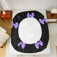 thumbnail image 5 of Castle Fairy Cute Bowtie 4pcs Bed Sheets for Teens Femalemen,Dreamy Princess Ribbon Bow King Sheets,Black Purple Super Cozy Sheet Set,Breathable Home Decor, 5 of 7