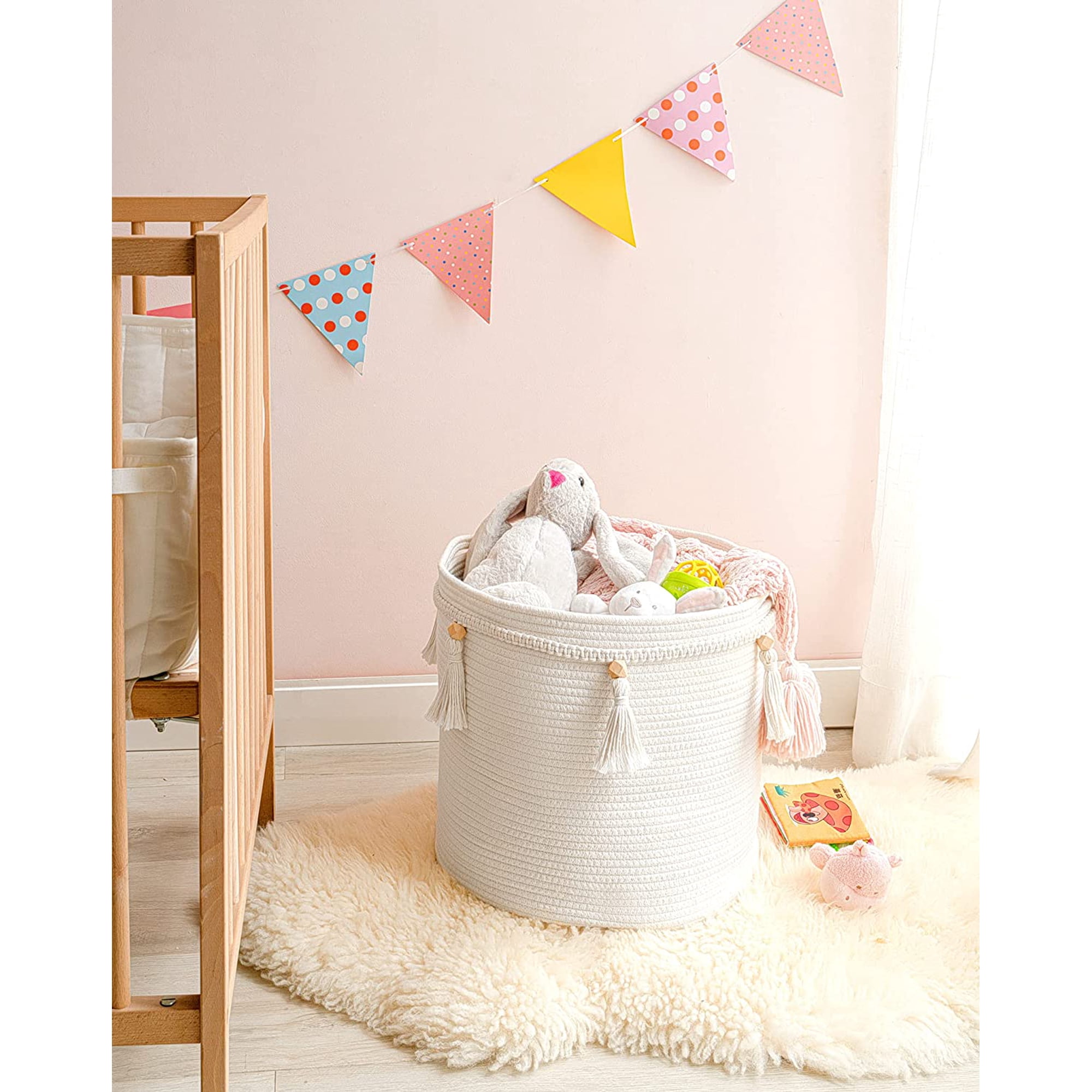 Panier De Rangement Avec Couvercle Arpan En Corde De Papier Blanc - Petite Taille