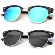 Polarized Sunglasses for Men and Women Semi-Rimless Frame Driving Sun glasses 100% UV Blocking (2 Pack)