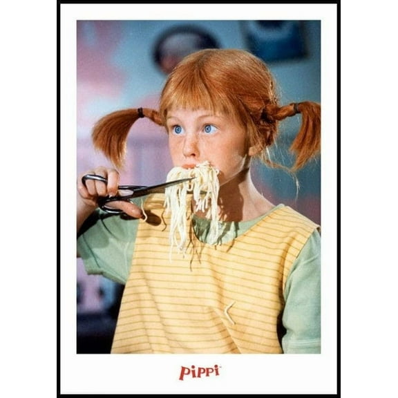 Pippi Longstocking Eats Spaghetti Poster Wall Art, Modern Wall Decor For Living Room Bedroom, 8x12 UNFRAMED