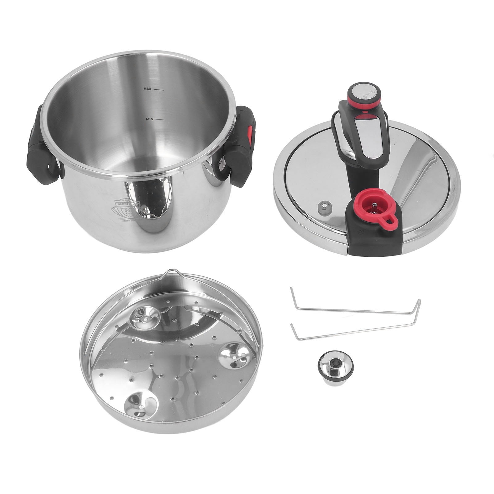 Electric Pressure Cooker 6L 304 Stainless Steel 2 Gear Stovetop Multi Cooker Pressure Cookware Pot with Foldable Handle for Home Kitchen Fast Cooking