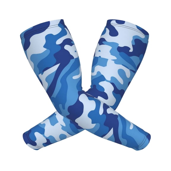 Blue Camouflage Compression Sports Arm Sleeve Baseball Football Basketball For Men And Women