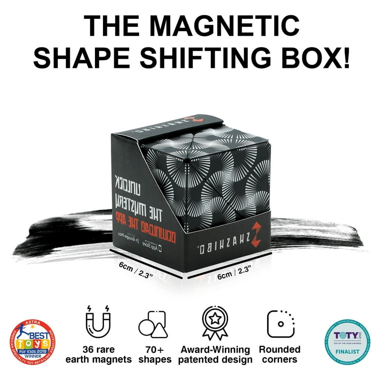 SHASHIBO Shape Shifting Box - Award-Winning, Patented Fidget Cube w/ 36  Rare Earth Magnets - Extraordinary 3D Magic Cube – Fidget Toy Transforms  Into Over 70 Shapes (Black & White) 