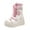 Pink, variant on White Women Belt Buckle Round Toe Chunky Heel Ankle Boots Platform Sole Fashion Casual Fall Winter Cute Stylish Booties