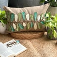 thumbnail image 3 of 12x22 inch (30x55 cm) Lumbar Pillow Cover, Brown Lumbar Pillow Cover, Sequins Leaves Lumbar Pillow Cover, Art Silk Rectangle Pillow Covers, Floral Art Deco - Days Of Leaves, 3 of 10