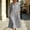 Gray, variant on QUNYINEY Cotton Linen Women Dresses Midi A Line 3/4 Sleeve Shirt Dress Loose Fit with Pockets Collared Button Solid Dresses S-2XL