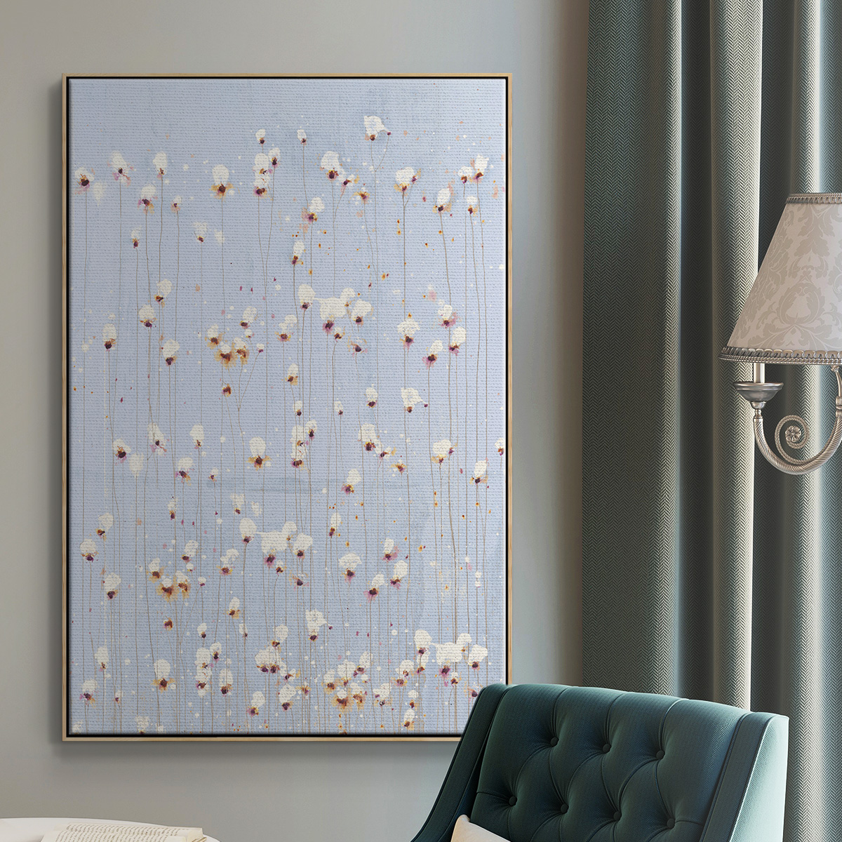 String Theory V1 Framed Premium Gallery Wrapped Canvas - Ready to Hang - 17 x 25 - Natural Wood Floating Frame