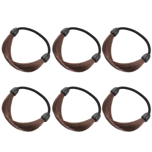 LOLIPPYY Brown Plastic Wig Hair Ties Set of 6 for Women's Durable Ponytail Holders Comfortable Hair Bands