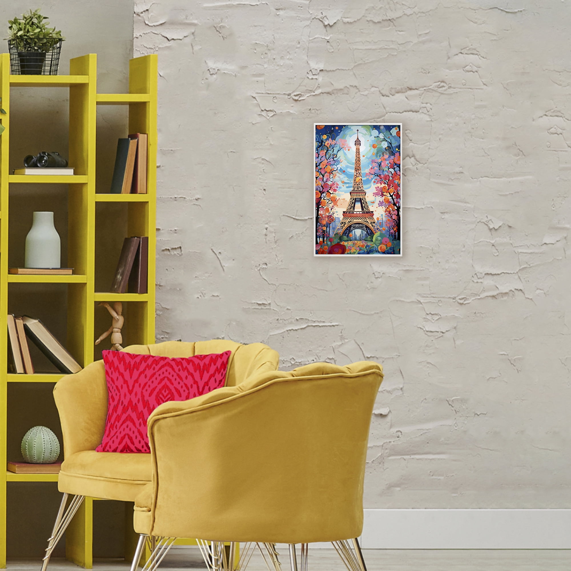 Stupell Industries Eiffel Tower Nighttime Bloom White Framed Giclee Art, design by Creative Studio